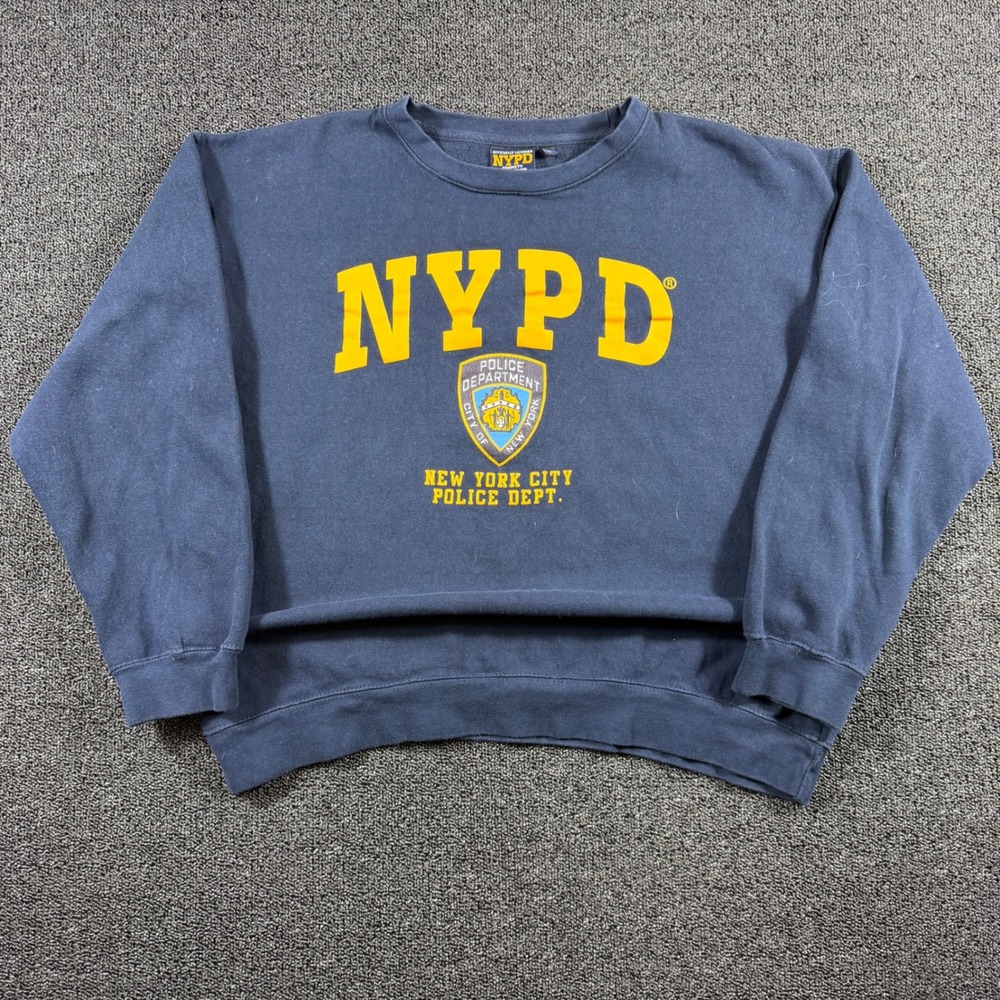 NYPD New York City Police Dept Sweatshirt Navy Blue Mens Large Pullover Crewneck